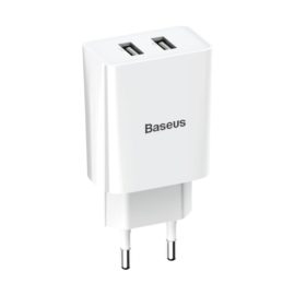 Baseus Speed Mini Dual U hálózati USB töltő 10,5W - fehér
