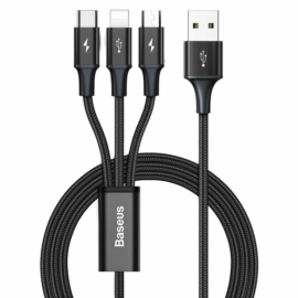 Baseus Rapid Series 3 az 1-ben USB - micro-USB + USB-C + Lightning 3,5A 1,2m kábel - fekete