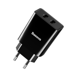 Baseus Speed Mini Dual U hálózati USB töltő 10,5W - fekete