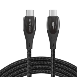 BlitzWolf USB Type-C – USB Type-C 96W 5A 1m kábel - fekete