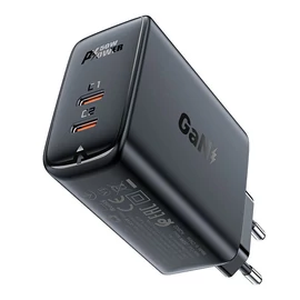 Acefast A29 GaN PD 50W 2xUSB-C hálózati gyorstöltő - fekete