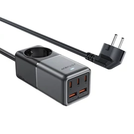 Acefast Z2 GaN 3xUSB-C + 2xUSB 75W hálózati töltő - fekete-szürke