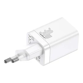 Baseus Super Si Pro USB + USB-C 30W hálózati gyorstöltő - fehér