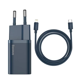 Baseus Super Si 1C 20W hálózati gyorstöltő + 1m USB-C - Lightning kábel - kék