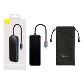 Baseus AcmeJoy USB-C - 2xUSB 3.0 + USB 2.0 + USB-C PD + RJ45 HUB - sötétszürke