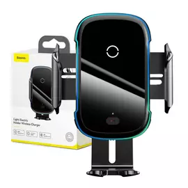 Baseus Light autós telefon tartó vezeték nélküli töltővel tapadókoronggal és szellőzőnyílásba - fekete