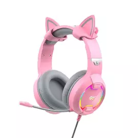 Havit GAMENOTE H2233d RGB gamer mikrofonos fejhallgató - rózsaszín