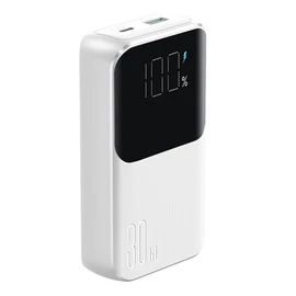 Joyroom JR-PBC07 20000mAh 30W USB + USB-C Power Bank beépített Lightning + USB-C kábellel - fehér