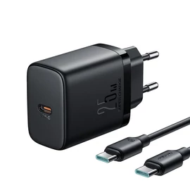 Joyroom JR-TCF11 25W USB-C hálózati gyorstöltő + USB-C - USB-C 1m kábel - fekete