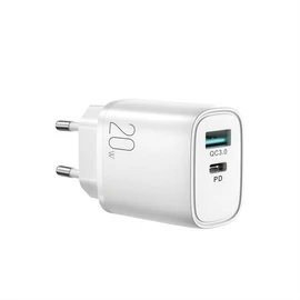 Joyroom L-QP2011 USB QC3.0 + USB-C PD 20W hálózati gyorstöltő - fehér