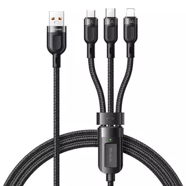 Mcdodo CA-0930 3 az 1-ben USB - USB-C + Lightning + micro-USB 6A 1,8m kábel - fekete