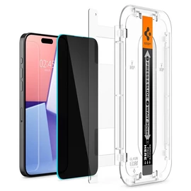 Spigen GLAStR EZ Fit HD Privacy kijelzővédő betekintés védelemmel - Apple iPhone 15 Pro Max - 1db + felhelyező keret