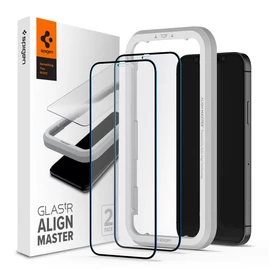 Spigen GLAStR Alignmaster FC kijelzővédő fekete kerettel - Apple iPhone 12 / 12 Pro (2db)