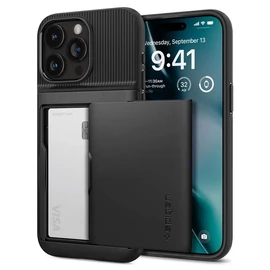 Spigen Slim Armor CS tok kártyatartóval - Apple iPhone 15 Pro - fekete