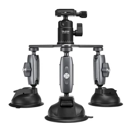 TELESIN Three-Arm Suction Mount 3 labú akció kamera állvány tapadókorongokkal - fekete