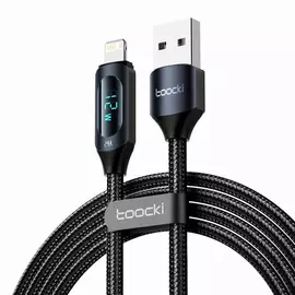 Toocki USB - Lighning 1m 12W kábel kijelzővel- fekete
