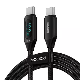 Toocki USB-C - USB-C 1m 100W kábel kijelzővel - fekete