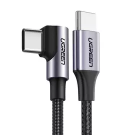 UGREEN US255 USB-C - USB-C QC3.0 PD 3A 60W 1m derékszögű kábel - fekete