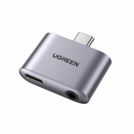 Ugreen CM231 USB-C - USB-C gyorstöltéshez + 3,5mm jack adapter - szürke