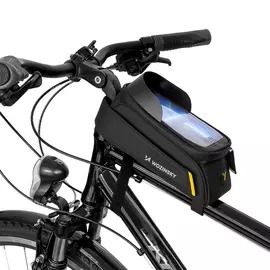 Wozinsky vázra rögzíthető biciklis táska 1L telefontartóval és napellenzővel - fekete