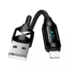 Wozinsky WUALC1 USB - Lightning  2,4A 1m kábel kijelzővel - fekete