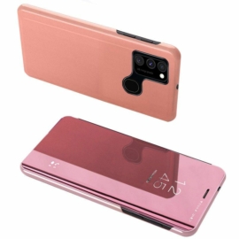 Clear View Samsung Galaxy A12 / Galaxy M12 oldalra nyíló tok - rózsaszín