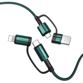 Joyroom 4az1-ben  USB Type-C / USB - USB Type-C / Lightning PD 3A 60W 1,2m kábel - zöld