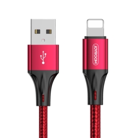 Joyroom USB - Lightning 3A 1,5m szövet sodrott kábel - piros