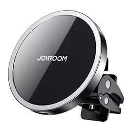 Joyroom mágneses MagSafe autós telefon tartó és 15W Qi vezeték nélküli töltő szellőzőnyílásba csíptethető - fekete