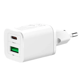 XO HN238A 30W QC PD mini hálózati USB + USB-C gyorstöltő - fehér