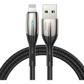 Baseus Horizontal USB - Lightning 2,4A 1m kábel visszajelző fénnyel - fekete