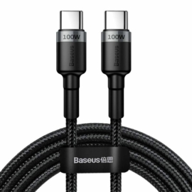 Baseus Cafule USB-C - USB-C PD2.0 100W 20V 5A 2m szövet sodrott kábel gyorstöltéshez - fekete-szürke