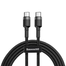 Baseus Cafule Nylon USB Type-C - USB Type-C PD2.0 60W 20V 3A QC3.0 1m szövött kábel - fekete