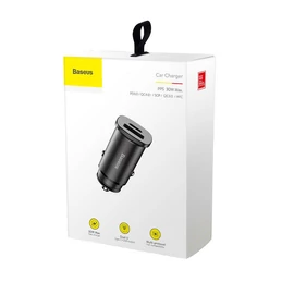 Baseus Car Charger Square Metal 30W PPS PD QC autós töltő fekete