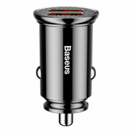 Baseus Circular Plastic A+A Dual Quick Charge 3.0 30W autós szivargyújtó töltő fekete