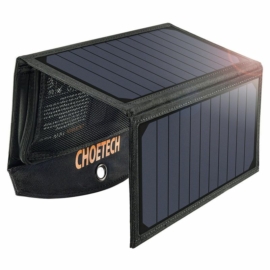 Choetech összecsukható solar napelemes töltő 19W 2x USB 2,4A fekete 