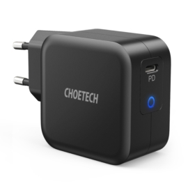 Choetech fali töltő GaN USB Type C 60W tápellátás + kábel USB Type C - USB Type C 1,8m fekete (Q6006)