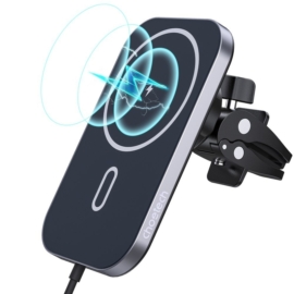 Choetech MagSafe mágneses autós telefon tartó és QI vezeték nélküli töltő szellőzőnyílásba 15W