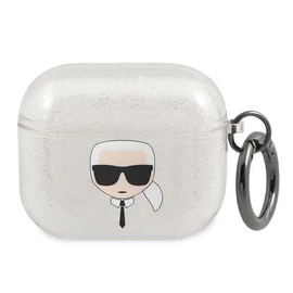 Karl Lagerfeld AirPods 3 Glitter Karl`s Head tok - ezüst