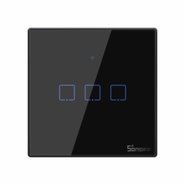 Sonoff T3EU3C-TX 3 csatornás Touch Light Switch 433Mhz Wireless RF fali kapcsoló - fekete