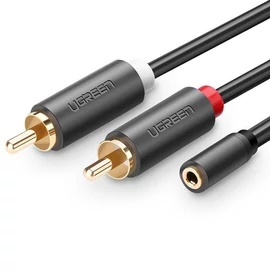 Ugreen AV102 3,5mm jack (F) - 2xRCA (M) audio kábel 25cm - sötétszürke