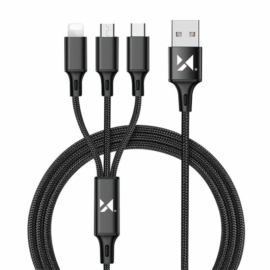 Wozinsky 3-az-1-ben USB - Lightning + USB Type-C + micro-USB 2,8A 1,25m kábel - fekete