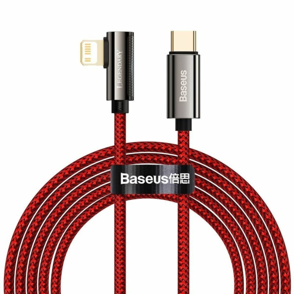 Baseus Legend USB-C - Lightning PD 20W 2m derékszögű kábel - piros