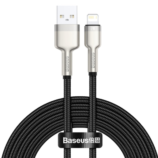 Baseus Cafule USB - Lightning 2,4A 2m sodrott kábel - fekete
