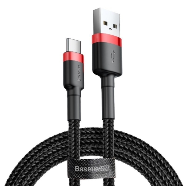 Baseus Cafule USB - USB-C 3A 1m kábel - fekete-piros