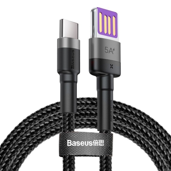 Baseus Cafule Huawei SuperCharge USB - USB-C QC3.0 5A 1m kábel - fekete-szürke