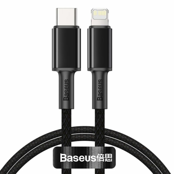Baseus High Density USB-C - Lightning sodrott szövet PD 20W 5A kábel 1m - fekete