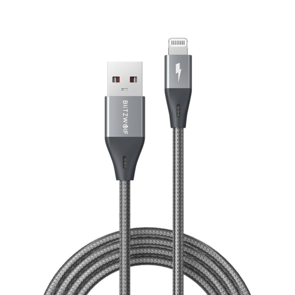BlitzWolf USB - Lightning Pro MFI 2,4A 1,8m kábel - szürke