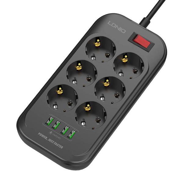 LDNIO SE6403 5 aljzat, 4xUSB hálózati elosztó - fekete