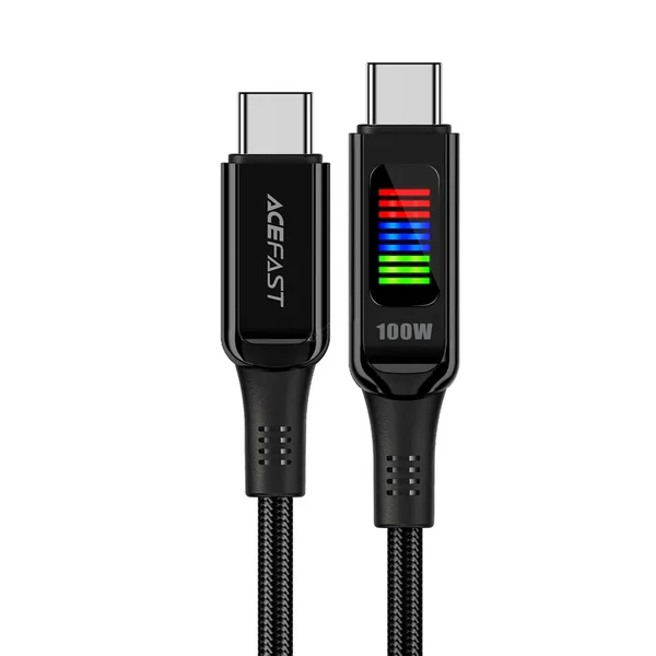 Acefast C7-03 USB-C - USB-C 100W 1,2m kábel kijelzővel - fekete